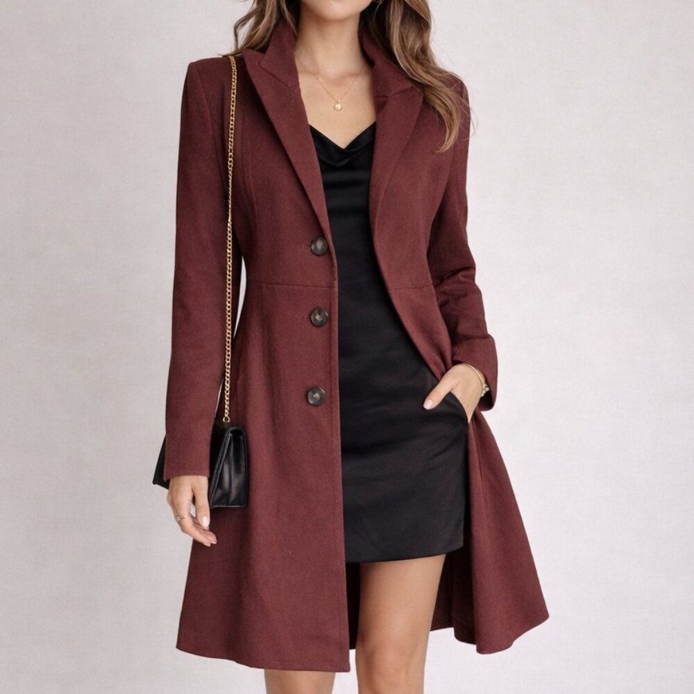CAbi Boss Jacket in Currant Wine Long Structured Blazer Size Small - Picture 2 of 9